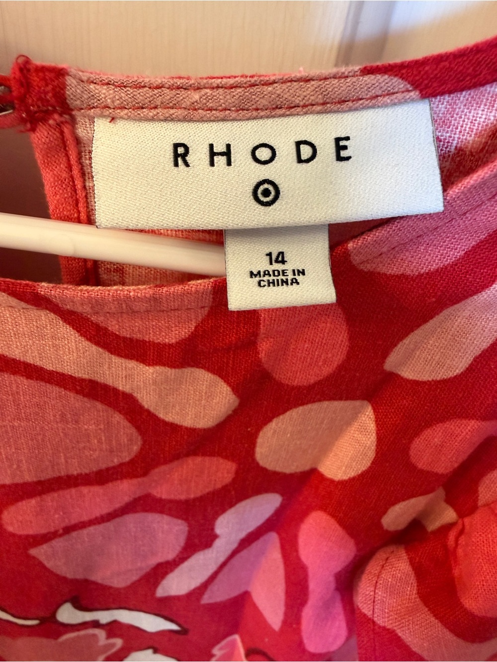 🩷 RHODE Red and Pink Abstract Floral Size 14 dress. NWOT. Linen blend. - Picture 7 of 12